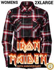 DIXXON x IRON MAIDEN-50th ANNIVERSARY Collab Flannel Shirt-Women's 2XL