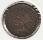 US Rare Old West 1881 Indian Head Penny Coin American Collection Shield Cent USA