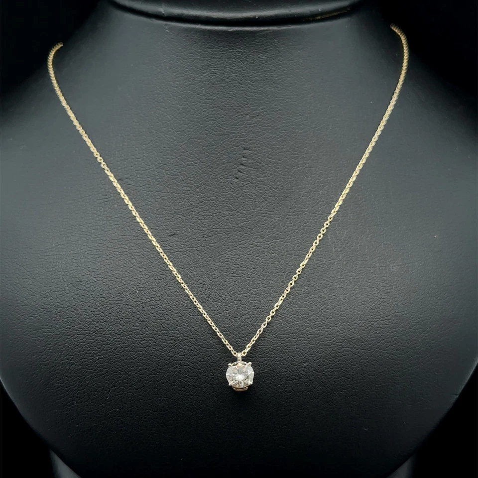 New 14k Yellow Gold 0.51ct Diamond Solitaire Slide Pendant Adjustable Necklace - Image 3 of 4