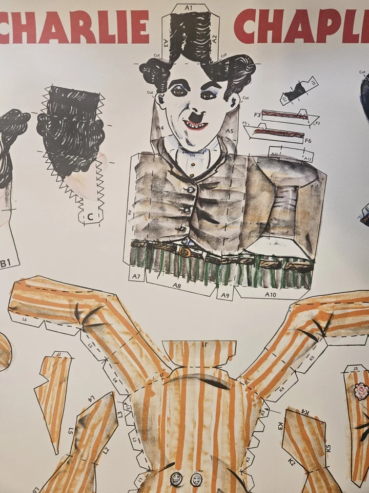 Litografía recortada de Charlie Chaplin de Red Grooms firmada edición limitada Foto 2 de 4