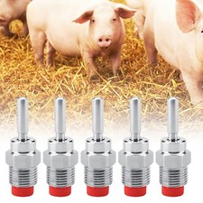 5pcs Stainless Steel Copper Cap Automatic Pig Nipple Drinker Waterer Red Cap