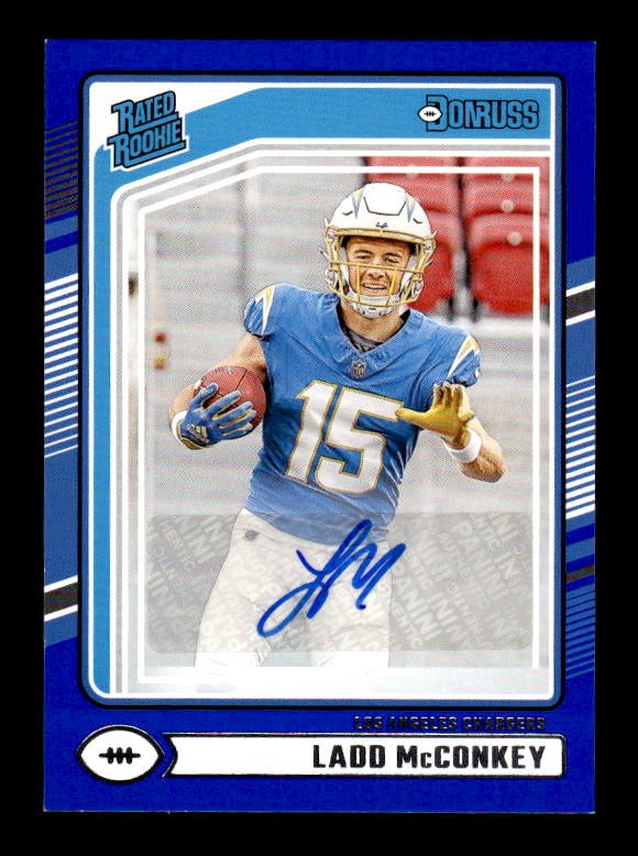 2024 Donruss #328 Ladd McConkey Rated Rookies Autographs Blue