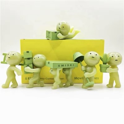 6 St. Random Smiski Hippers Mini Figuren Nachtlicht Blind Box Green Man 6 Stück