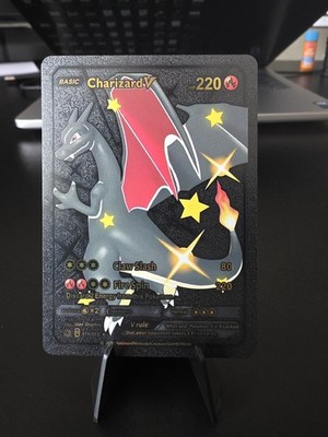 Charizard V Black Foil  Fan Art  Card Hp220 NM