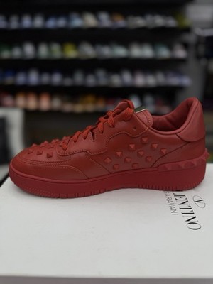 VALENTINO Men's Red Spike Low Top Sneaker Size 44EU/11US Authentic