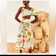 Farm Rio Copacabana linen blend Cutout midi dress size xlarge nwts