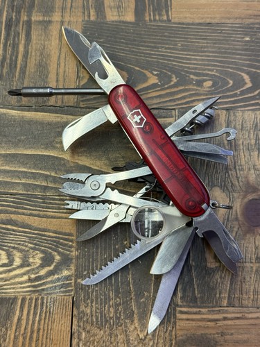 Swisschamp XLT w/ Sheath Used 91mm Ruby Plus Scales All Bits Clean Used