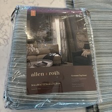 Allen & Roth Window Curtain Grommet Top 2 Panels Teal Stripe 54"x84 0939080 NEW
