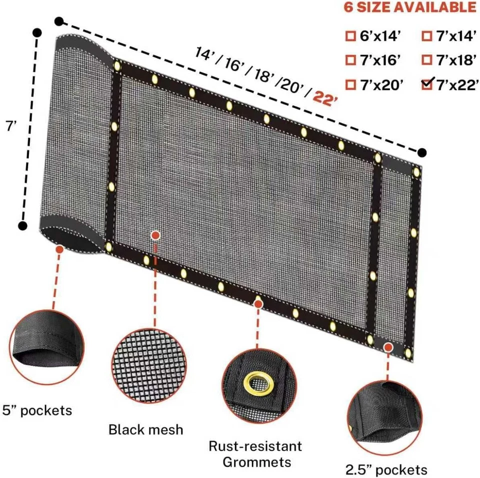 Dump Trailer Tarp 7'X22' - Heavy Duty Dump Truck Mesh Tarp with Double Pockets,R - Image 2 of 4