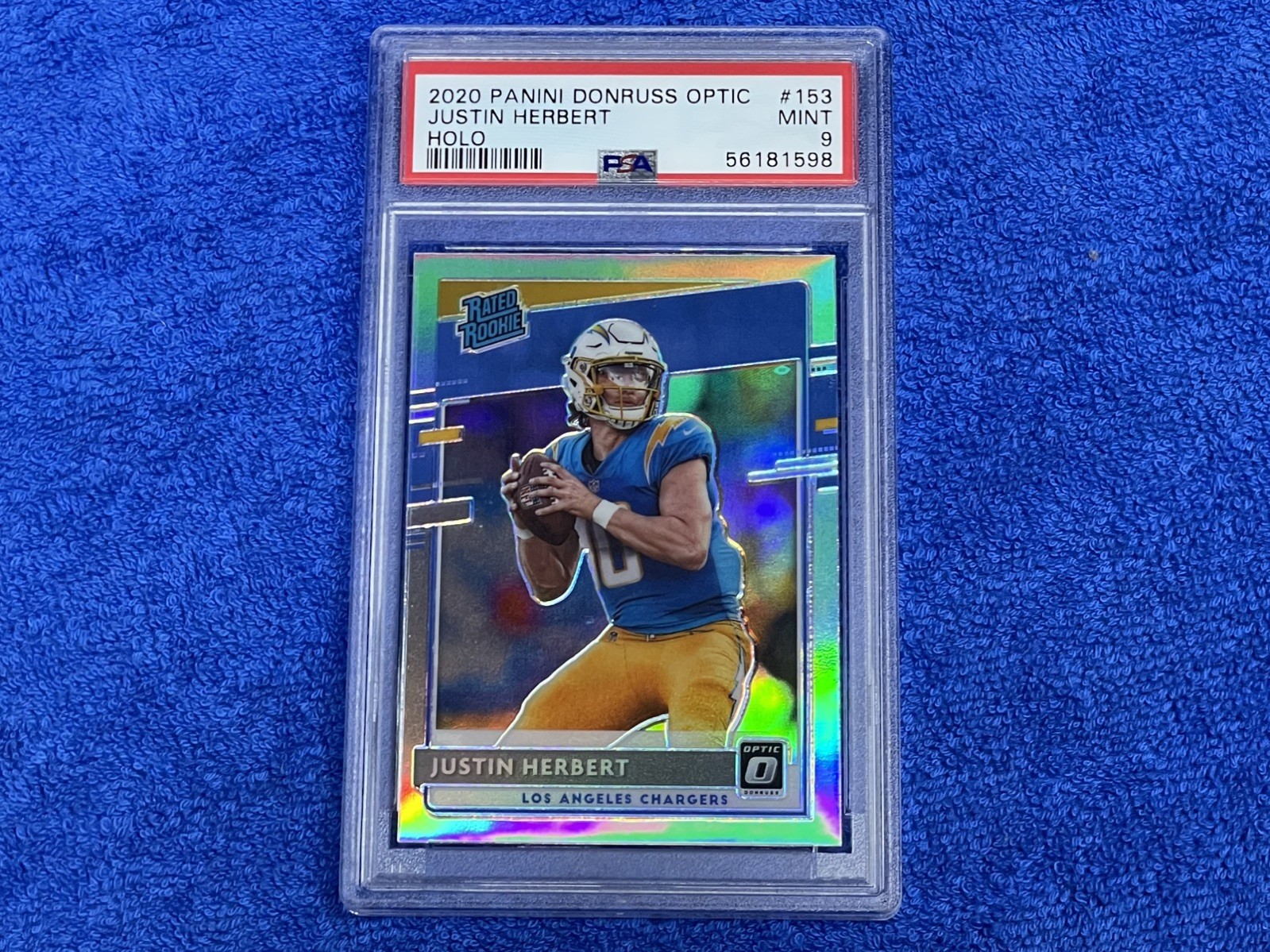 JUSTIN HERBERT 2020 DONRUSS OPTIC HOLO RATED ROOKIE PSA 9 CHARGERS