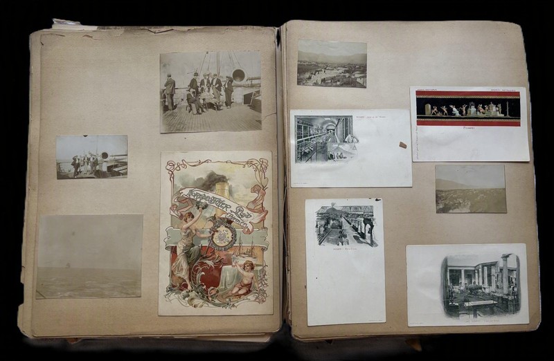 1899 Scrapbook Trip to Europe 115 ORIGINAL Photos Ship Passenger Lists Menu RARE
