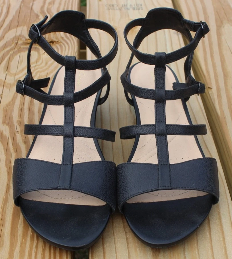 CLARKS sandalo donna nero Parram Spice platform taglia 8 5