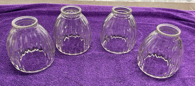 Set of 4 Ceiling Light Replacement Ribbed Glass Light Fixtures