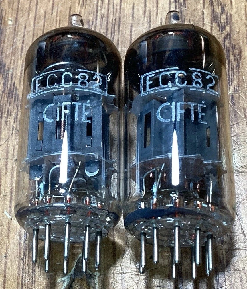 真空管　Telefunken/Mazda 12AU7A ECC82 Telefunken ECC82-TK/12AU7 Black MATCHED PAIR OF ECC82-TK (12AU7)