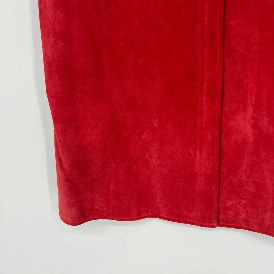 Colete Jessica Holbrook Feminino L Couro Vermelho Zíper Camurça Clássica Feriado Natal - Imagem 4 de 4