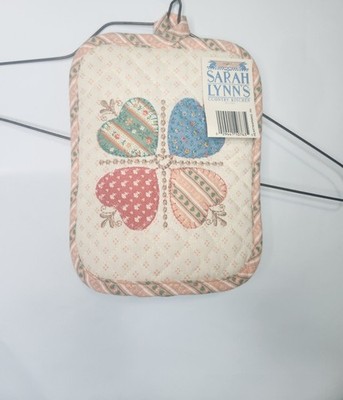 NWT Old Stock Sarah Lynn's Country Kitchen Pink Pastel Hearts Oven Pot Holder