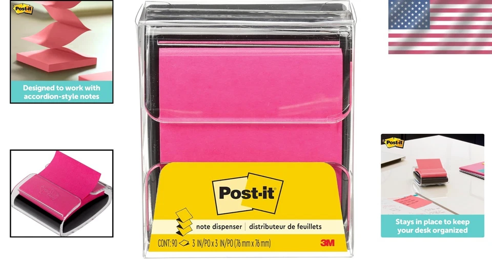 Pop-up Note Holder, Black Base, Clear Top, 3x3 in, Pack of 6 - Image 2 of 4