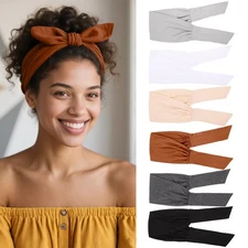 6 PCS Adjustable Knotted Headbands for Women Stretchy Wide Workout Yoga Bands