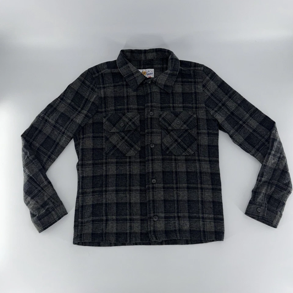 Мужская серая черная клетчатая толстая фланелевая рубашка из денима Naked & Famous размер средний - Изображение 2 из 4