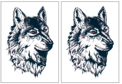 2x Vegetable Ink TEMPORÄRES TATTOO schwarz SOJABASIS ungiftig WOLF Tier rote Augen