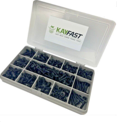 SCHWARZE BLECHSCHRAUBEN POZI PAN FLANSCHKOPF GEWINDEBOHRER 4g 6g 8g 10g SORTIERTES SET