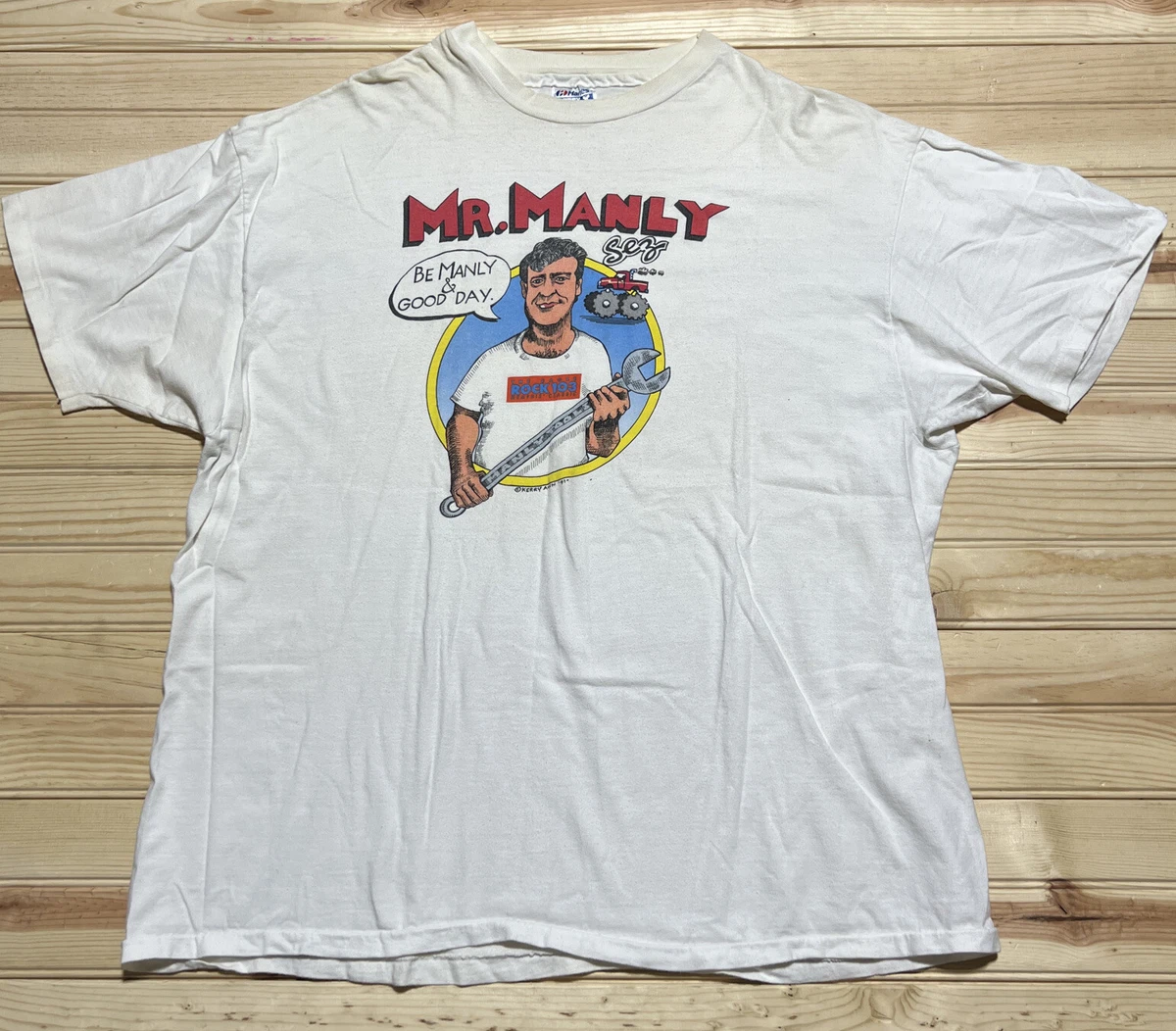 Vintage Memphis Radio Rock 103 Mr Manly Graphic T Shirt sz 2XL XXL