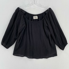 Anthropologie Holding Horses Off Shoulder Peasant Tunic Top Size Small Black