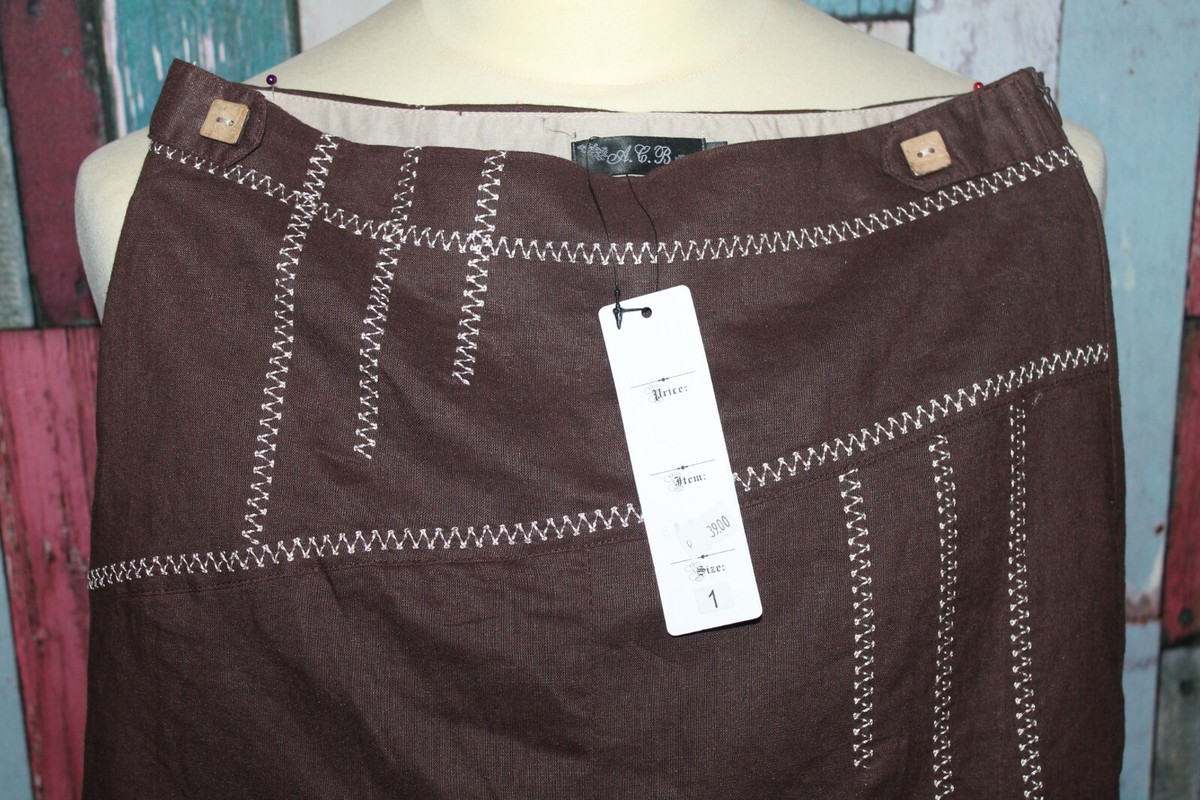 Jupe Trapèze Femme A.C.B - Taille 1 - Marron Avec Sequins - Très Bon État