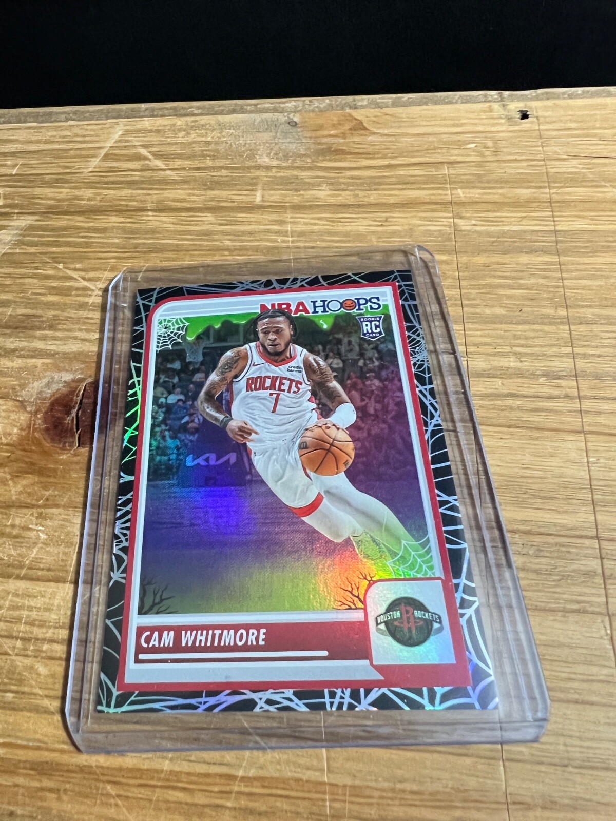 2023-24 Panini NBA HAUNTED HOOPS #109 CAM WHITMORE SPIDER WEB HOLO ROCKETS RC