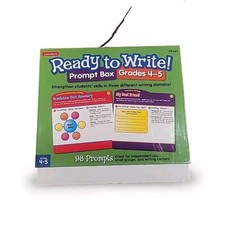 LAKESHORE READY TO WRITE PROMPT BOX Grade 4-6 PROMPT 98 CARDS WOODEN STAND