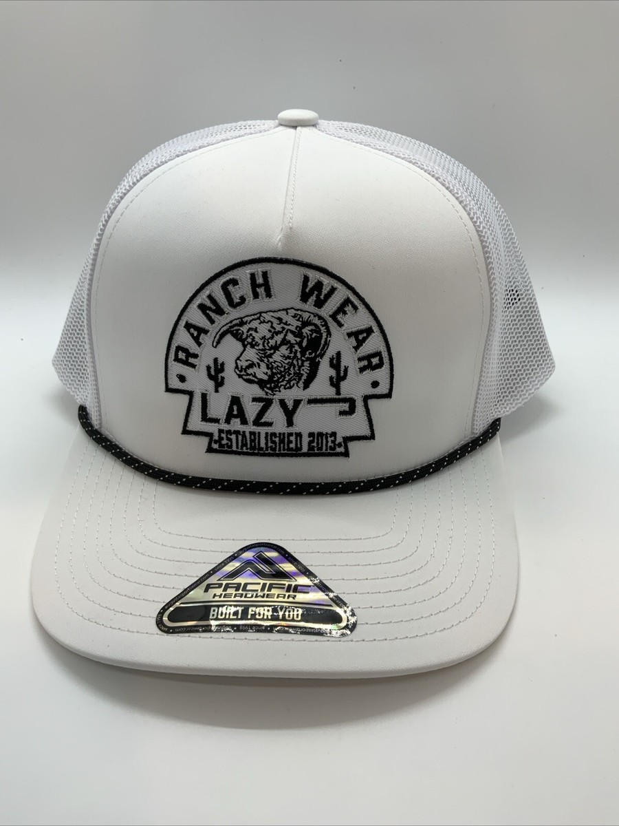 Lazy J Ranch White Mesh Arrowhead Rope Hat SnapBack Trucker New