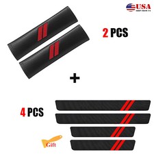 For Dodge Accessories Set Seat Belt Shoulder Pads Door Sill Protector Stickers