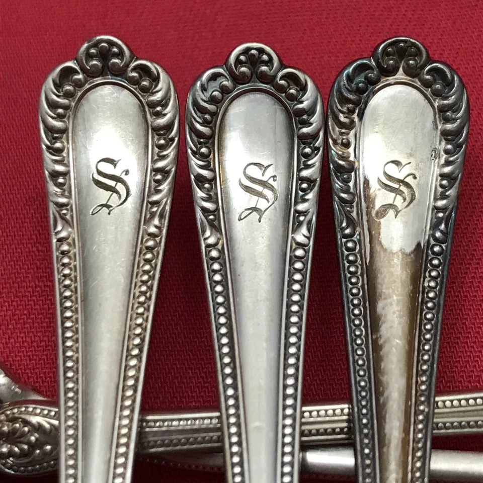 HORQUILLAS DE MARISCOS/CÓCTELES WINTHROP plateadas Gorham S mono 12 piezas 1896 Foto 3 de 4