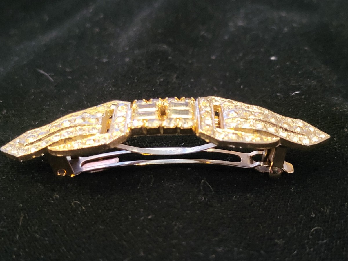 Unusual Kirks Folly France Art Deco Style Gold Tone Crystal 