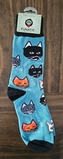 Cats funatic socks Blue Black Grey Orange Cats Mens 6-11 Womens 7.5-12 Novelty