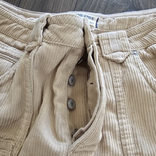 Women's We The Free People Corduroy Cream Pants Zip Leg Size 30 Measures 32" - Picture 5 of 12