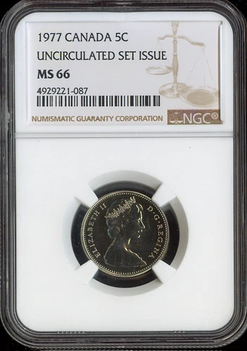 1977 Canada 5 Cents 5C NGC MS66 High 7  - Quality