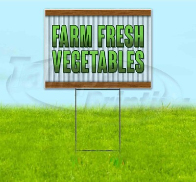 FARM FRESH VEGETABLES 18x24 Yard Sign WITH STAKE Corrugated Bandit USA PRODUCE