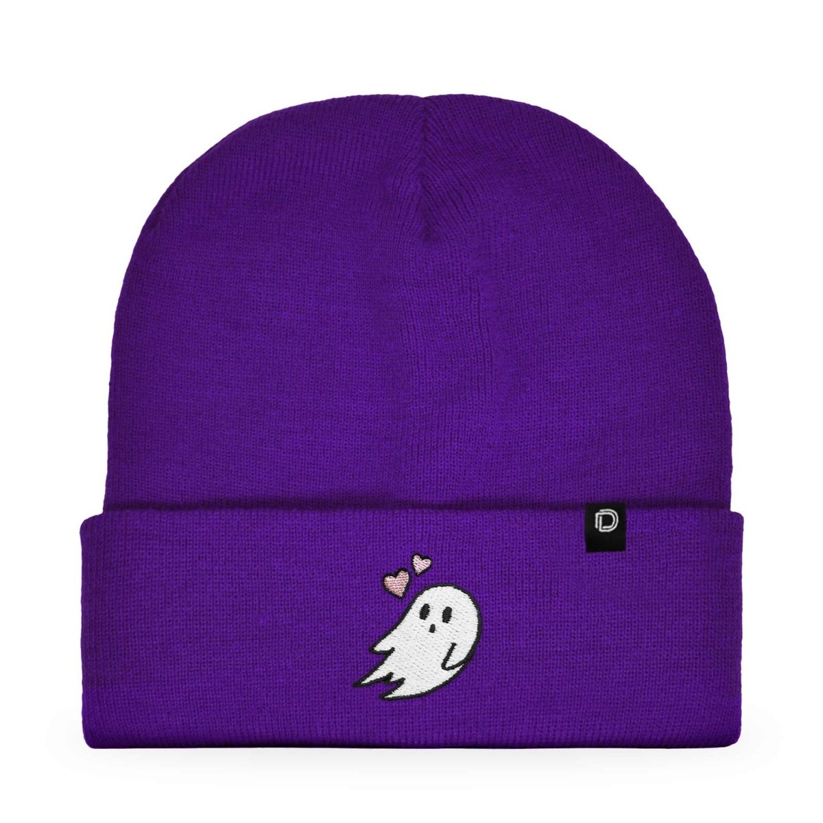 DALIX Heartly Ghost Beanie - Pink Embroidered Skull Cap, Acrylic, One Size Fits Most - View #11