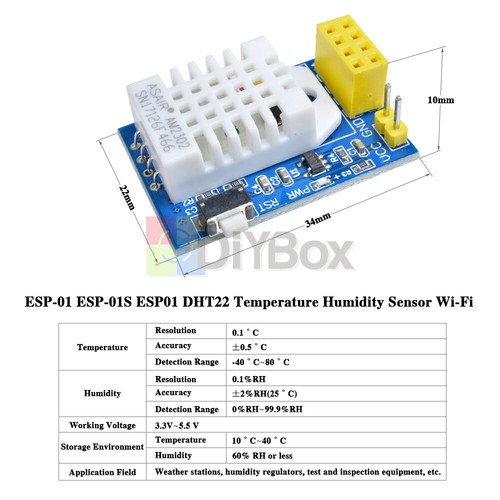 DHT22 AM2302 ESP8266 ESP-01/01S thermometer Temperature Humidity Wifi Wireless - Picture 13 of 22