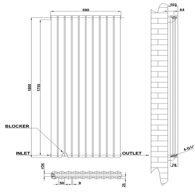 Flat Panel Oval Column Horizontal Vertical Designer Radiator Central ...