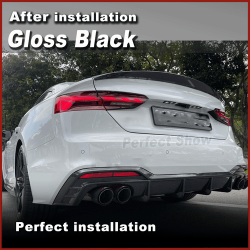 Glanz Schwarz Heckspoiler Spoiler Lippe Flügel für Audi A5 S Line S5 RS5 2017-24 - Picture 3 of 9