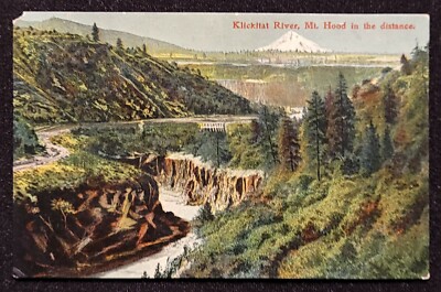 RPPC Klickitat River, Mt. Hood in Distance. Columbia River. Washington. 1910's 