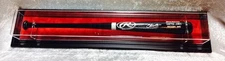 Premium Wall Mount Baseball Bat Display Case,Black frame with red background