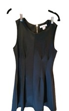 Sans Souci Little Black Dress Gold Zipper Darted Boho Goth Babydoll Festival
