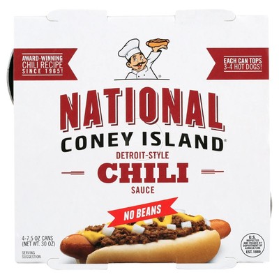 (2 pack) National Coney Island Chili , Canned Chili Sauce,7.5 oz (Pack of 4)