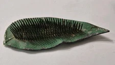 Vintage Dazey 6" Flower Frog Metal Eucalyptus Leaf #206 Original Green Paint