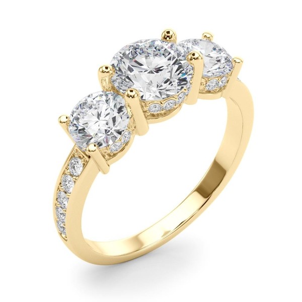 3-Stone Hidden Halo Engagement Ring VS F 2.25-3.35 Ct Lab Grown Diamond 14K Gold