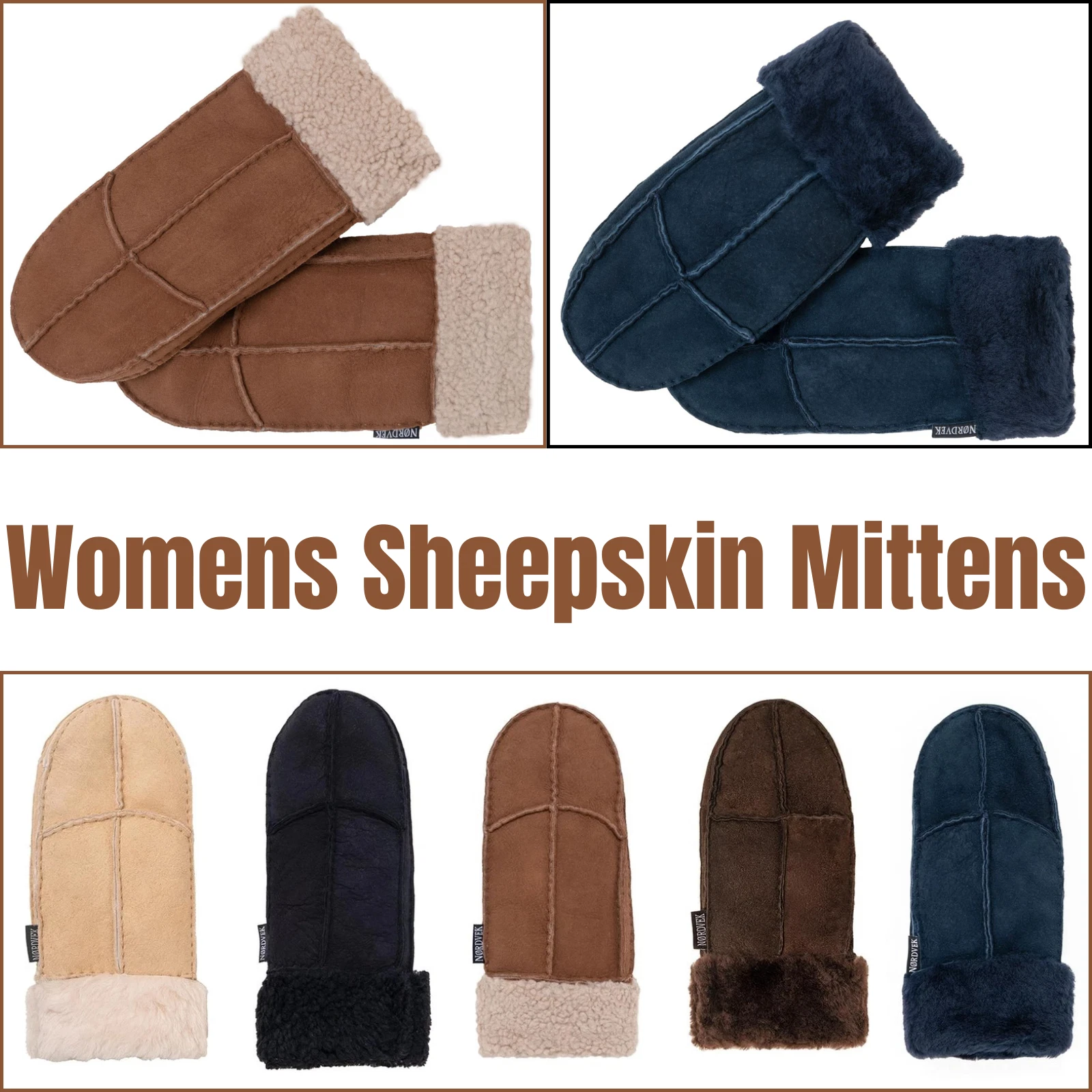 Women’s 100% Sheepskin Mittens Handmade Cozy Warm Winter Gloves Premium Quality