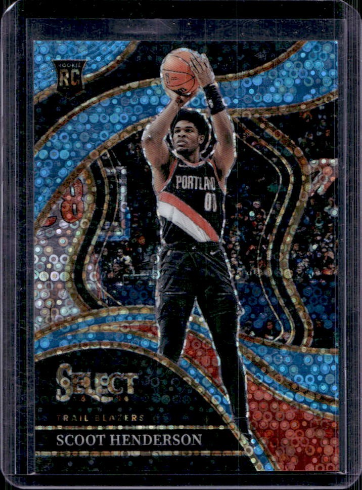 2023-24 Select Scoot Henderson RC Light Blue Disco Prizms Courtside #38/99